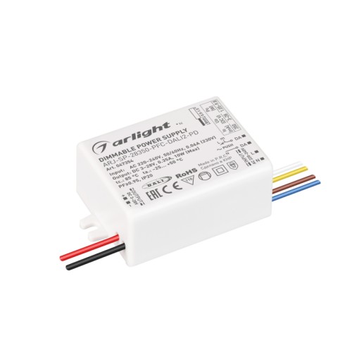Блок питания ARJ-SP-28350-PFC-DALI2-PD (10W, 3-28V, 350mA) (Arlight, IP20 Пластик, 5 лет) 