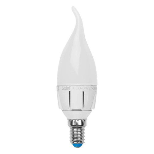 Лампа светодиодная диммируемая Uniel E14 6W 3000K матовая LED-CW37-6W/WW/E14/FR/DIM PLP01WH UL-00000691 