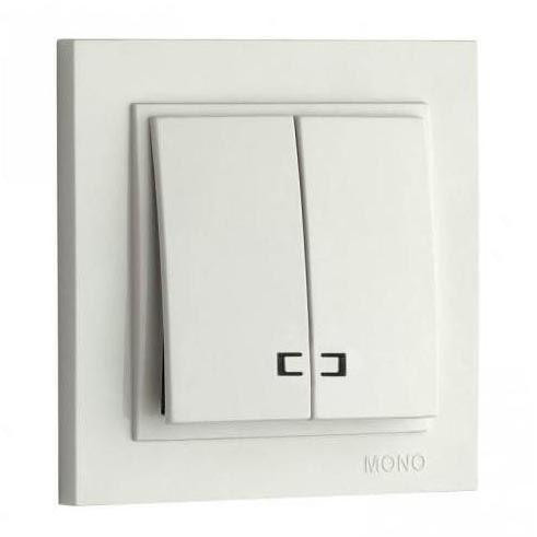 Выключатель Mono Electric Despina двухклавишный с подсветкой белый 102-190025-103 