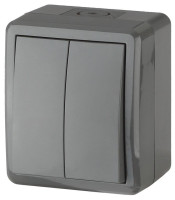  - Выключатель двухклавишный ЭРА Эксперт 10AX 250V IP54 11-1404-03 Б0020676