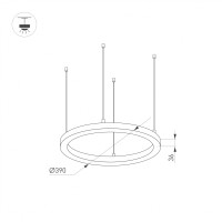  - Светильник SP-LINE-HANG-ARC-O3535-D350-35W Warm3000 (BLACK, 230V) (Arlight, Металл)