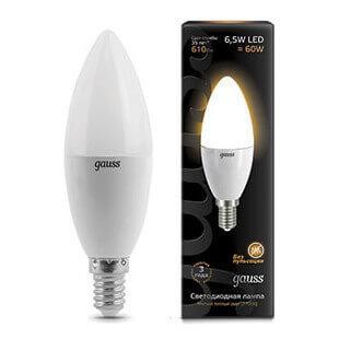 Лампа светодиодная Gauss E14 6.5W 3000К матовая 103101107 