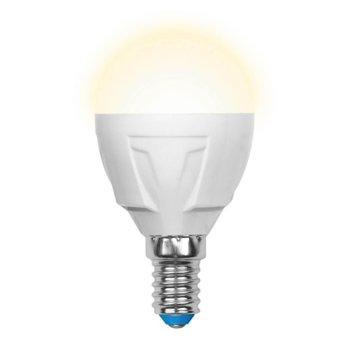 Лампа светодиодная Uniel E14 6W 3000K матовая LED-G45-6W/WW/E14/FR/DIM PLP01WH UL-00000694 