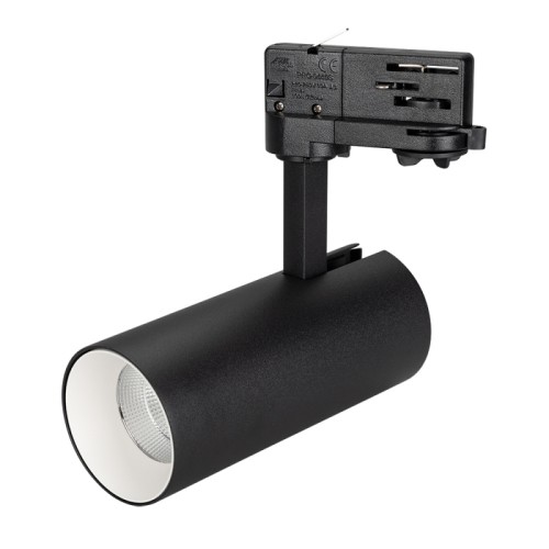 Светильник SP-POLO-TRACK-LEG-R65-8W Warm3000 (BK-WH, 40 deg) (Arlight, IP20 Металл, 3 года) Трековый светильник 8Вт, черный круглый корпус, белая вставка, металл.
Цвет свечения БЕЛЫЙ ТЕПЛЫЙ 3000K, св.поток 570лм, CRI(Ra)>80, угол 40°. Размер DxLxH 65x150x150мм, встроенный драйвер PRI:220-240VAC, SEC:DC 200mA 30-43V 8Вт.