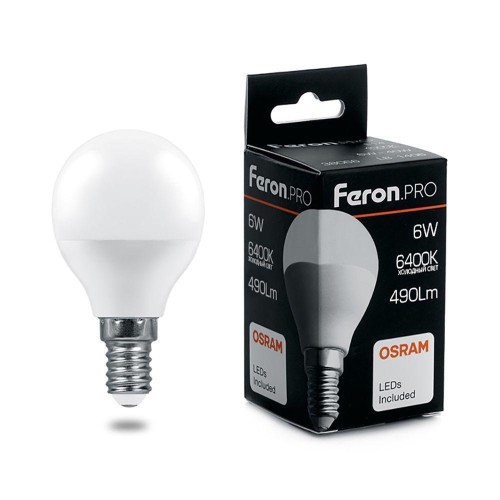 Лампа светодиодная Feron Pro E27 6W 6400K матовая LB-1406 38067 