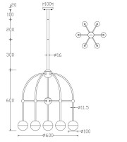  - Подвесная люстра Crystal Lux Truena SP-PL6+1 Nickel