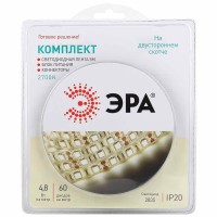  - Светодиодная лента ЭРА 4,8W/m 60LED/m 2835SMD теплый белый 5M 2835kit-4,8-60-12-IP20-2700-5m Б0043062