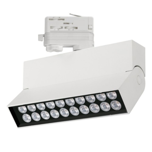 Светильник LGD-LOFT-TRACK-4TR-S170-20W Warm3000 (WH, 24 deg) (Arlight, IP40 Металл, 3 года) Поставка под заказ от 100 шт. Светильник подвесной для треков/шин 4 провода, 20Вт. Цвет ТЕПЛЫЙ 3000K, св.поток 950-1050лм, CRI(Ra)>90, угол 24°. Угол наклона 45°. Корпус прямоугольный, белый алюминий, IP40. Размер LxHxW 170x130x36мм. Питание AC 220-240V, 20Вт, драйвер встроенный (DC600mA 25-33V).
