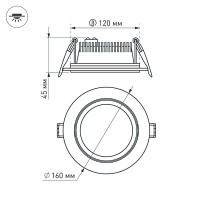  - Светодиодная панель LT-R160WH 12W Day White 120deg (Arlight, IP40 Металл, 3 года)