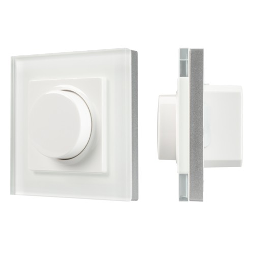 Панель SMART-P96-DIM-IN White (230V, 1.5A, 0-10V, Rotary, 2.4G) (Arlight, Пластик) Встраиваемая роторная панель RF 2.4 ГГц, цвет белый. Материал - стекло. Выходной сигнал 0/1-10V. Управление яркостью с помощью роторного вращателя. Работает в режиме master/slave, 1 зона. Питание 230V, входное напряжение 85-265VAC. Габариты 86х86х52 мм. Панель совместима с 0/1-10V контроллерами и пультами серии SMART.