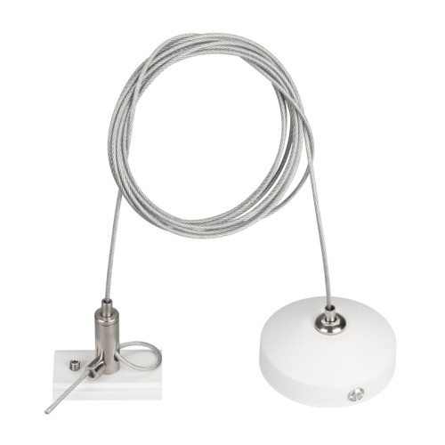 Подвес MAG-HANG-ORIENT-2620-L2000 (SL-WH) (Arlight, Металл) Тросовый подвес для подвесного монтажа магнитных треков MAG-ORIENT 2620. Длина троса 2 м. Выдерживает вес максимум 15 кг. В комплекте тросовый держатель, трос, фиксатор для троса.