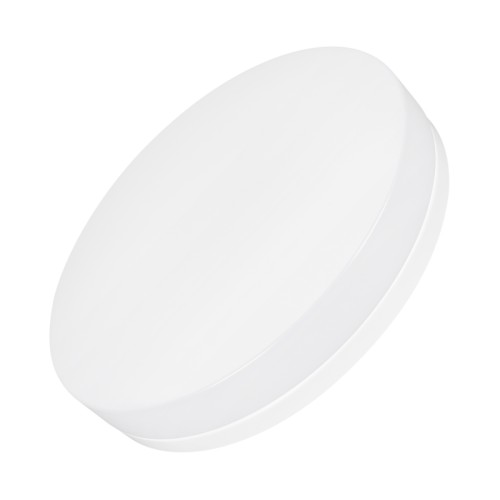 Светильник CL-SMURF-R500-50W Day4000-MIX (WH, 140 deg, 230V) (Arlight, IP40 Пластик, 3 года) Накладной светильник с изменяемой цветовой температурой. Мощность 50 Вт, св. поток 4600-5100 лм, 100 лм/Вт, теплый 3000 K, дневной 4000K, белый 6000K, CRI>80, угол 140°, напряжение питания 230 В. Белый круглый корпус из металла, рассеиватель из поликарбоната, степень защиты IP40. Размер: диаметр 505 мм, высота 85 мм. Монтаж накладной, Драйвер встроенный, пульсация 
