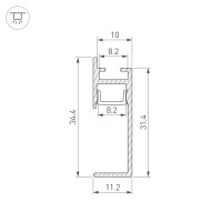  - Профиль PLINTUS-H35-F-2000 BLACK (Arlight, Алюминий)