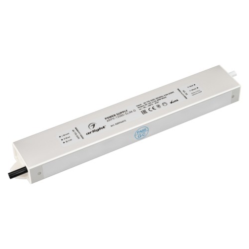 Блок питания ARPV-12080-SLIM-D (12V, 6.7A, 80W) (Arlight, IP67 Металл, 3 года) Источник напряжения с гальванической развязкой для светодиодных изделий. Входное напряжение 170-265 VAC. Выходные параметры: 12 В, 6,7 А, 80 Вт. Встроенный PFC >0,5. Герметичный алюминиевый корпус IP 67. Рабочая температура -30…+50C⁰. Габаритные размеры длина 258 мм, ширина 40 мм, высота 22 мм. Гарантийный срок 3 года.