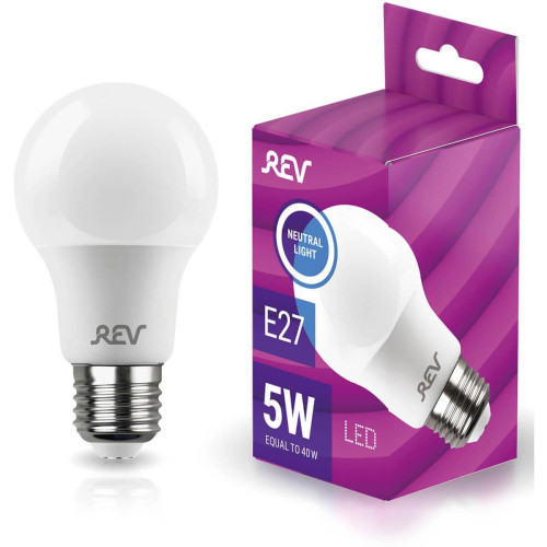 Лампа светодиодная REV A55-60 E27 5W 4000K нейтральный белый свет груша 32345 7 