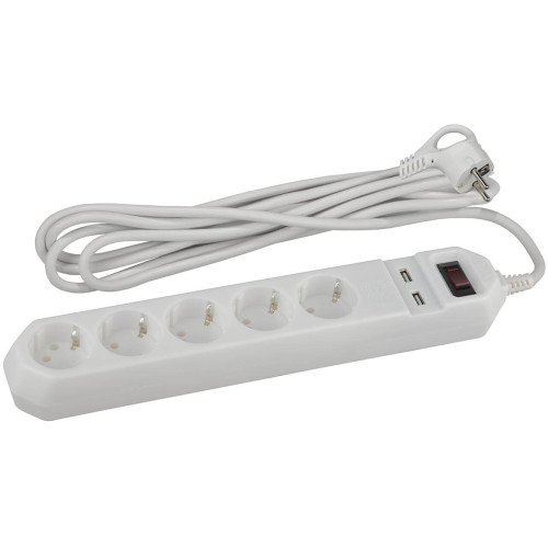 Сетевой фильтр ЭРА USF-5es-1.5m-USB-W Б0019037 