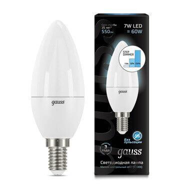Лампа светодиодная диммируемая Gauss E14 7W 4100K матовая 103101207-S 