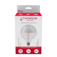  - Лампа светодиодная филаментная Thomson E27 7W 4500K шар прозрачная TH-B2378