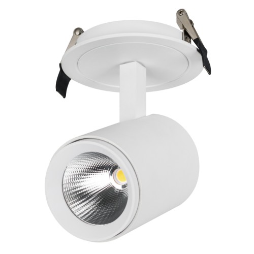 Светильник LGD-LUMOS-R76-16W Warm3000 (WH, 20 deg) (Arlight, IP20 Металл, 3 года) Встраиваемый поворотный светильник для потолка. Светодиод 16W, цвет ТЕПЛЫЙ БЕЛЫЙ 3000K, св.поток 1160лм, угол 20°, RA>80. Корпус белый. Мощность 16Вт, питание AC180-240V. Размеры ØDxLxH 76x105x125мм. Установка в отверстие 95мм. Драйвер в комплекте (27-40V 400mA).