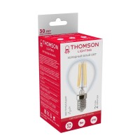  - Лампа светодиодная филаментная Thomson E14 5W 6500K шар прозрачная TH-B2372