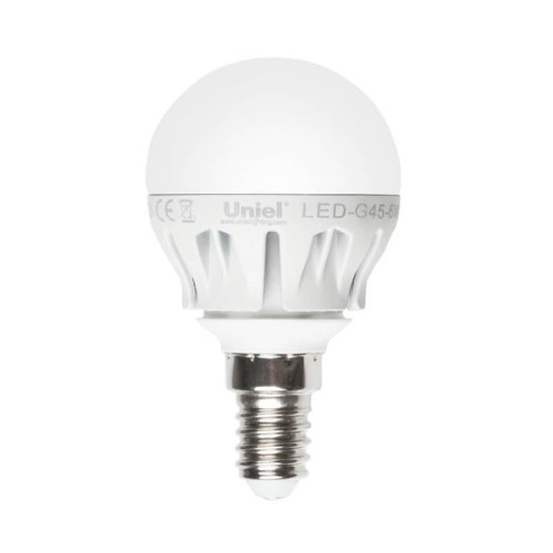 Лампа светодиодная Uniel E14 6W 4500K матовая LED-G45-6W/NW/E14/FR ALM01WH 08138 