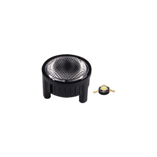Линза 60DH2B (60°, Emitter, black) (Turlens, -) Одиночная линза со съемным холдером черного цвета для мощного светодиода Emitter.Угол обзора: вертикальный 60°, прозрачная микропризма. Материал PMMA. Диаметр 23 мм, высота 14.1 мм.