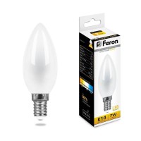  - Лампа светодиодная Feron E14 7W 2700K Свеча Матовая LB-66 25785
