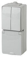  - Блок розетка-выключатель двухклавишный ЭРА Эксперт IP65 16A 250V 11-7608-03 Б0035999