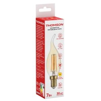 - Лампа светодиодная филаментная Thomson E14 7W 2400K свеча на ветру прозрачная TH-B2118