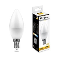  - Лампа светодиодная Feron E14 7W 2700K Свеча Матовая LB-97 25475