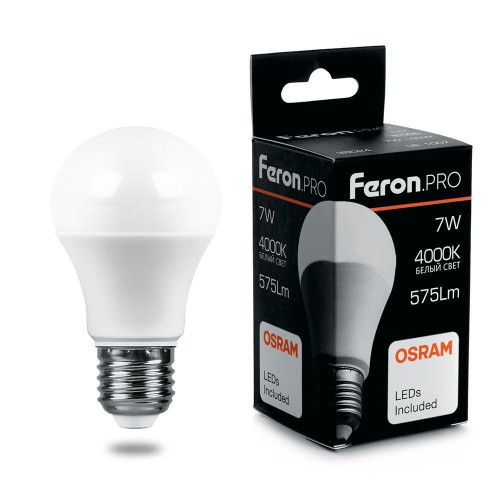 Лампа светодиодная Feron E27 7W 4000K Матовая LB-1007 38024 