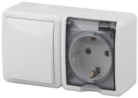  - Блок розетка-выключатель ЭРА Эксперт IP54 16A 250V 11-7401-01 Б0020733