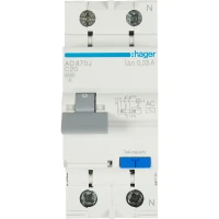  - Дифференциальный автомат Hager AD870J 1P N C20 A 30 мА 4.5 кА AC
