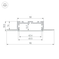  - Профиль KLUS-POWER-W50H16-F-HIDE-2000 (Arlight, Алюминий)