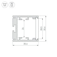  - Профиль SL-ARC-3535-D320-N90 BLACK (260мм, дуга 1 из 4) (Arlight, Алюминий)
