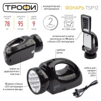  - Фонарь-прожектор светодиодный ЭРА Трофи аккумуляторный 184х103х86 78 лм TSP12 C0045551