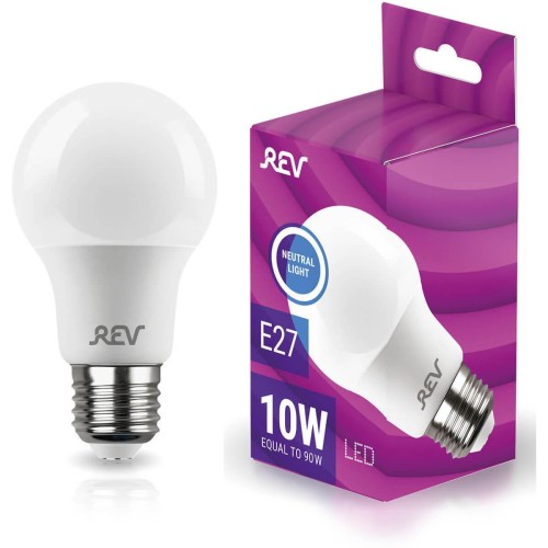 Лампа светодиодная REV A60 Е27 10W 4000K нейтральный белый свет груша 32267 2 