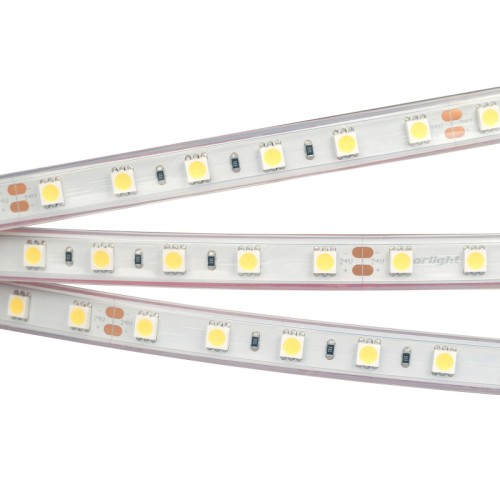 Лента RTW 2-5000P 24V White6000 2x (5060, 300 LED, LUX) (Arlight, 14.4 Вт/м, IP66) Герметичная лента IP66 (в силиконовой трубке), светодиоды smd 5060, 60шт/м (300шт на 5м), белая плата 10мм, скотч 3М. Цвет БЕЛЫЙ 5800-6500K. Питание 24V, мощность 14.4 Вт/м (72 Вт на 5м), угол 120°, цветопередача CRI>85. Размеры 5000х13x5мм. Мин.отрезок 100мм, 6 светодиодов. Цена за 1м.
м.