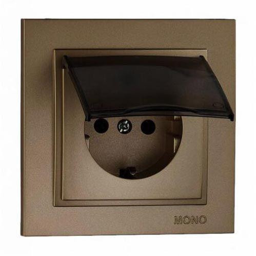 Розетка 2К+З Mono Electric Despina 16A 250V с крышкой винтовое подключение бронза 102-232321-118 