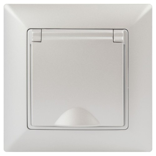 Розетка ЭРА Intro Solo Schuko 2P+E 16A 250V с крышкой перламутровый 4-203-06 Б0053662 