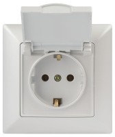  - Розетка ЭРА Intro Solo Schuko 2P+E 16A 250V с крышкой перламутровый 4-203-06 Б0053662