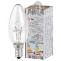  - Лампа накаливания ЭРА E14 40W 2700K прозрачная ДС 40-230-Е14 (гофра) Б0039125