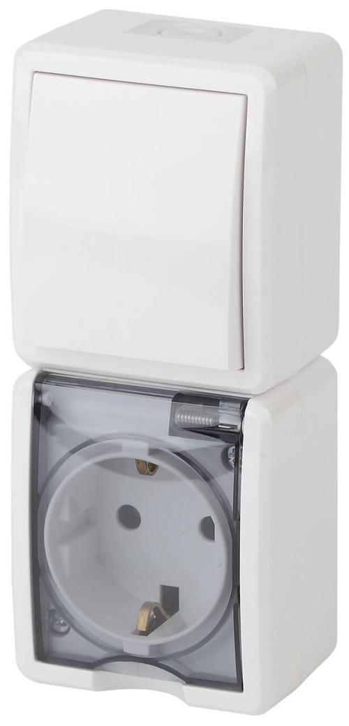 Блок розетка-выключатель ЭРА Эксперт IP54 16A 250V 11-7407-01 Б0036004 
