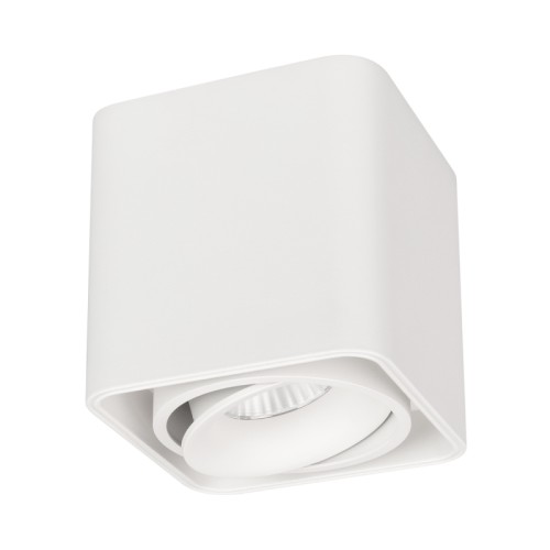 Светильник SP-CUBUS-S100x100-8W Day4000 (WH, 45 deg, 230V) (Arlight, IP20 Металл, 3 года) Накладной интерьерный светильник. Мощность 8 Вт, св. поток 760 лм, 98 лм/Вт, дневной 4000 K, CRI>90, угол 45°, регулируемое направление луча 30°, напряжение питания 230 В. Белый квадратный корпус из алюминия, степень защиты IP20. Размер: длина 100 мм, ширина 100 мм, высота 100 мм. Монтаж накладной. Драйвер 24-42 В, 200 мА, пульсация 