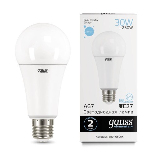 Лампа светодиодная Gauss E27 30W 6500K матовая 73239 