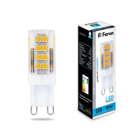  - Лампа светодиодная Feron G9 5W 6400K прозрачная LB-432 25771