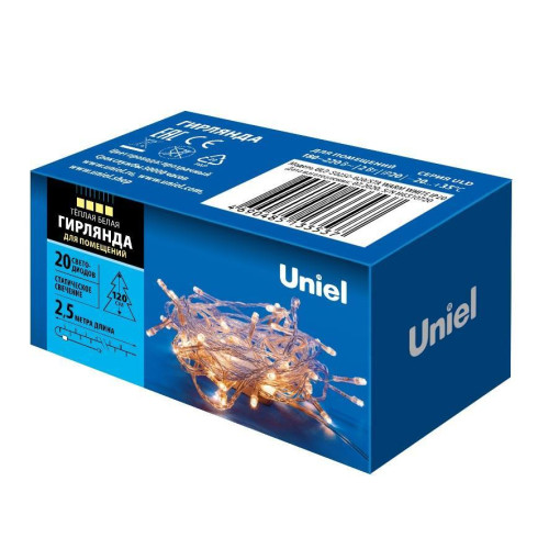 Светодиодная гирлянда Uniel 220V теплый белый ULD-S0250-020/STA Warm White IP20 UL-00007191 