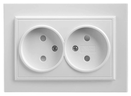 Розетка двойная Feron Stekker Эрна б/з 10A 250V белый PST10901301 39053 