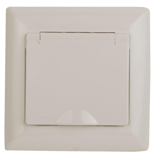 Розетка ЭРА Intro Solo Schuko 2P+E 16A 250V с крышкой слоновая кость 4-203-02 Б0043320 