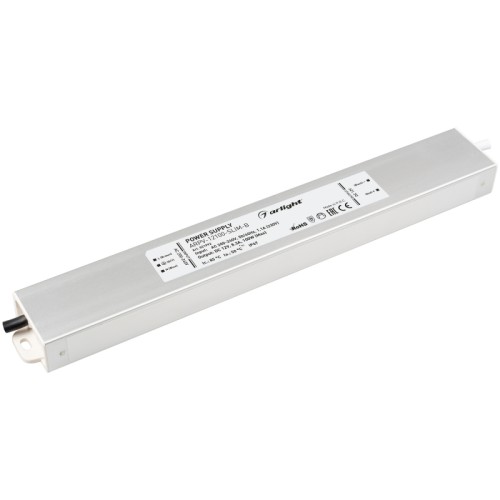 Блок питания ARPV-12100-SLIM-B (12V, 8.3A, 100W) (Arlight, IP67 Металл, 3 года) Источник напряжения с гальванической развязкой для светодиодных изделий. Входное напряжение 200-240 VAC. Выходные параметры: 12 В, 8,3 А, 100 Вт. Встроенный PFC >0,5. Герметичный алюминиевый корпус IP 67. Рабочая температура -30…+50C⁰. Габаритные размеры длина 298 мм, ширина 40 мм, высота 23.5 мм. Гарантийный срок 3 года.